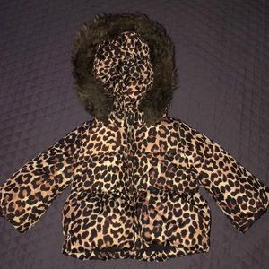 Gap Leopard Puff Jacket 12-18 months